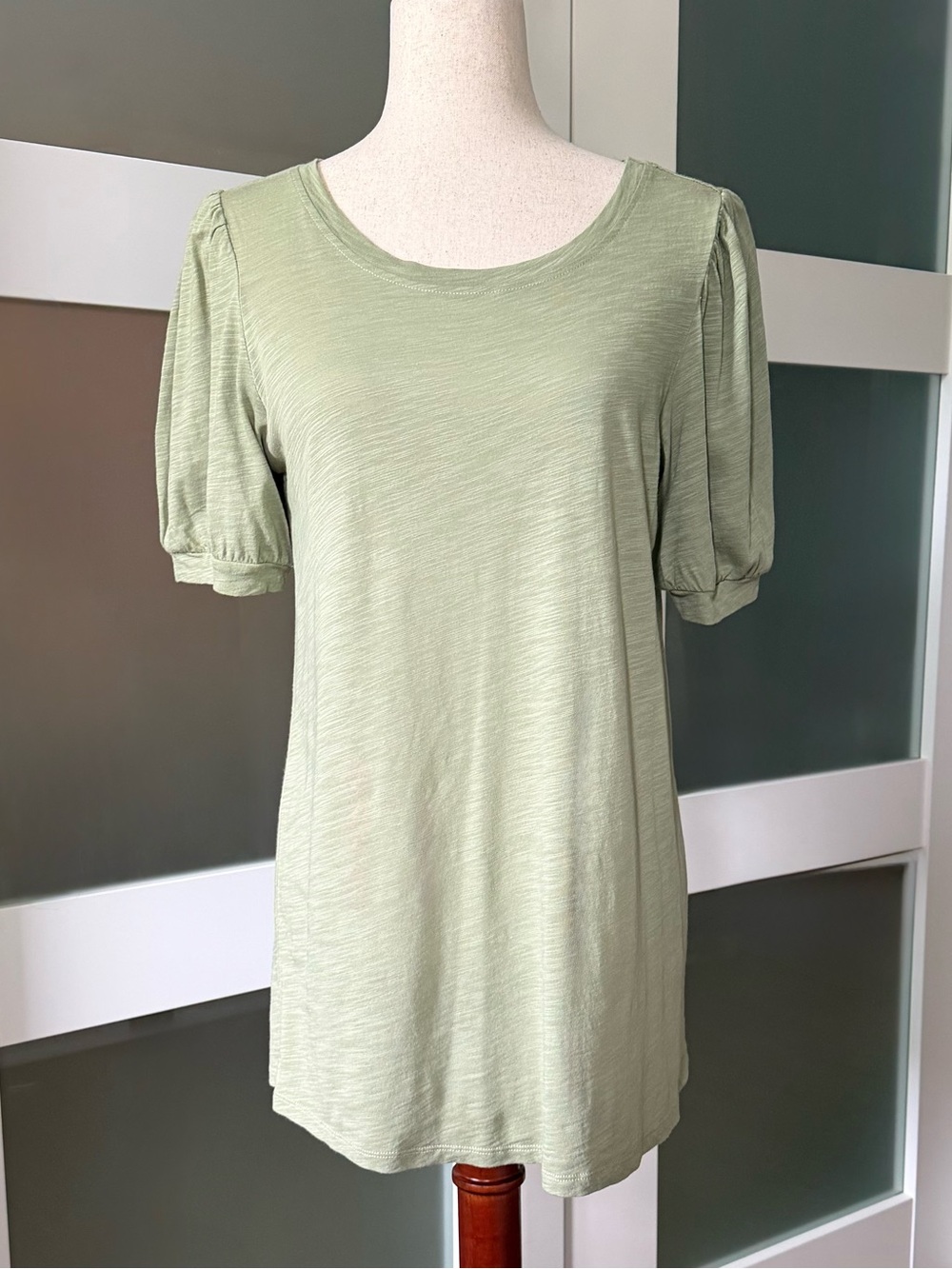 Cupio Sage Green Puff Sleeve Tee